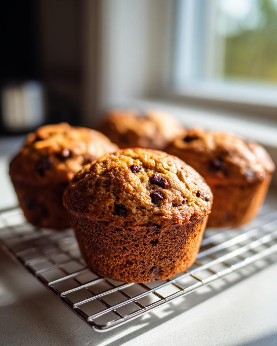 Close-up of golden brown mini banana bread loaves cooling on a wire rack near a bright window.
