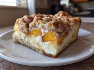 peach cobbler cheesecake - Featured