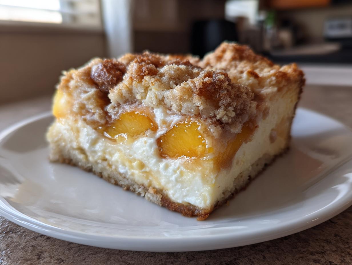 peach cobbler cheesecake - Featured