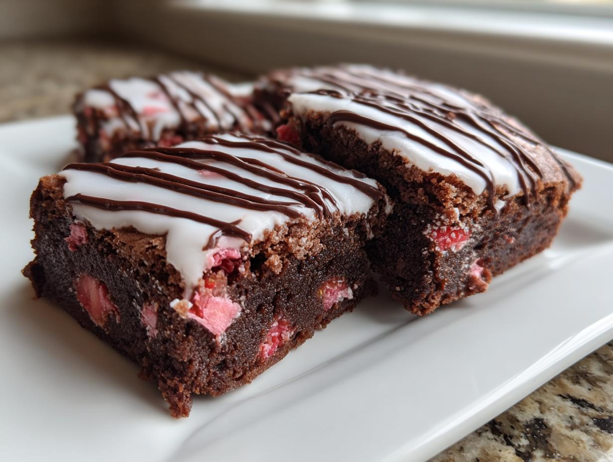 strawberry brownies - Featured