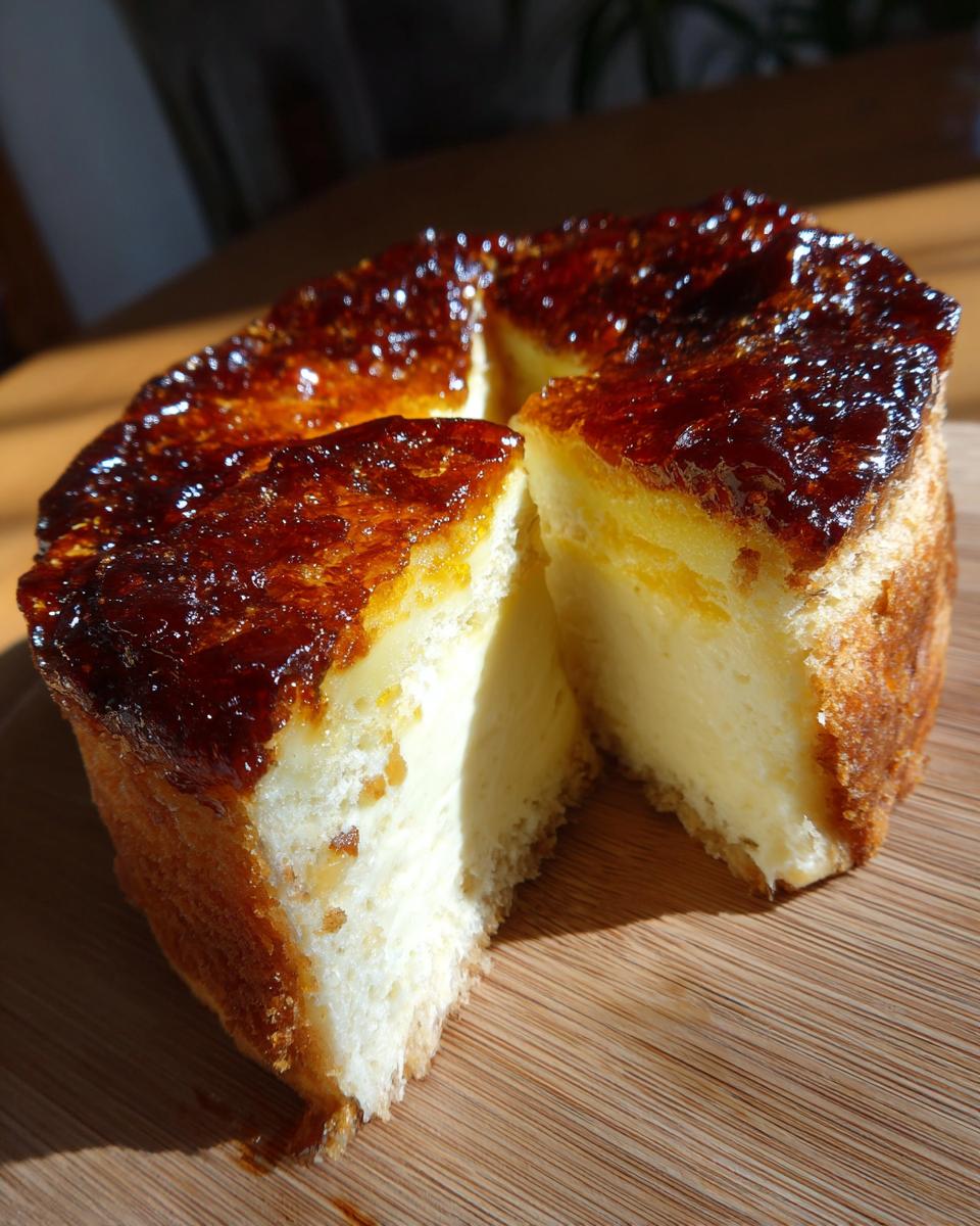 A close-up of a bee sting cake cut into slices, showing the creamy filling and caramelized honey topping.