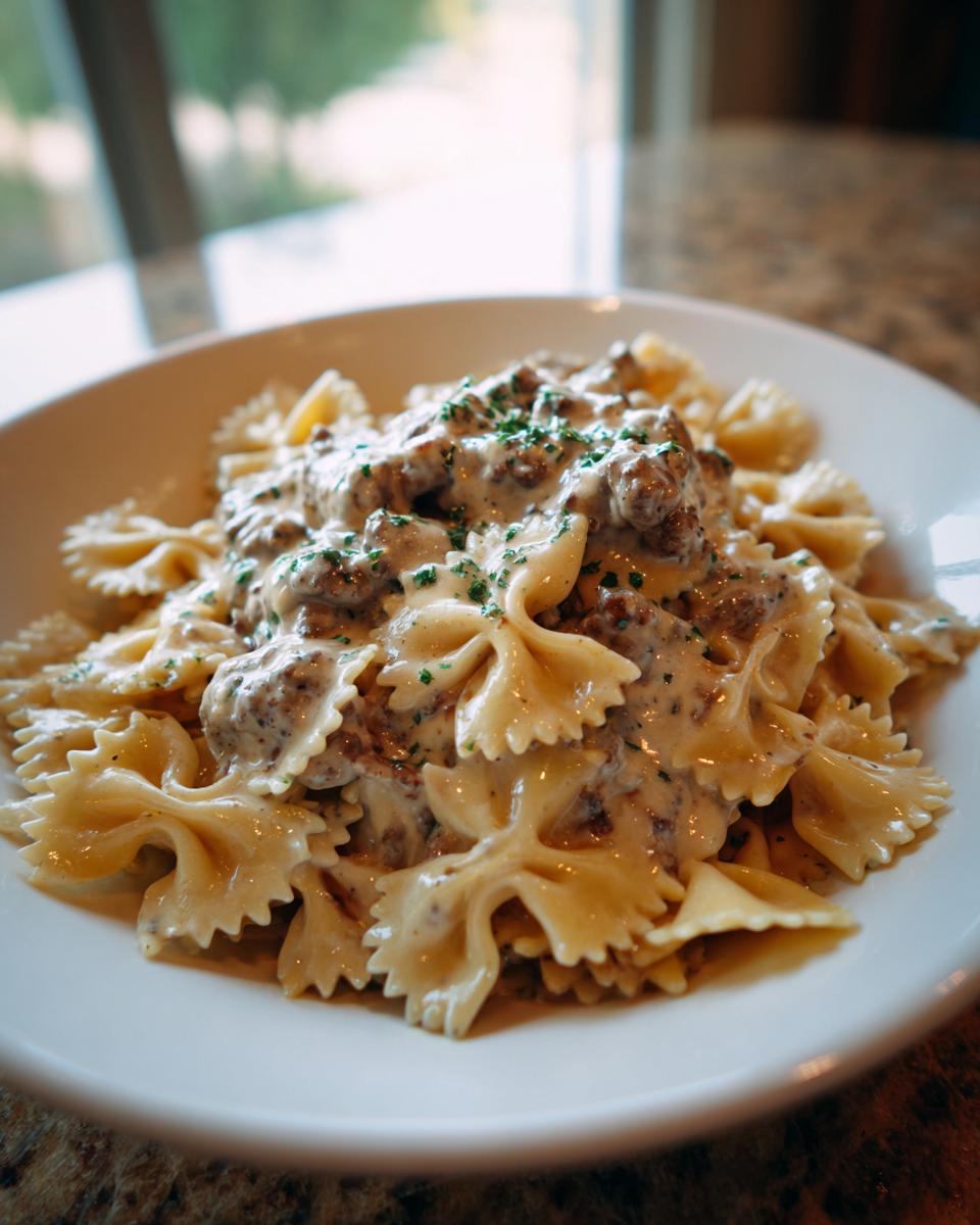 creamy parmesan garlic beef bowtie pasta - Other 2
